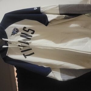 Men's Zip-Up Sweater - Cream and Blue